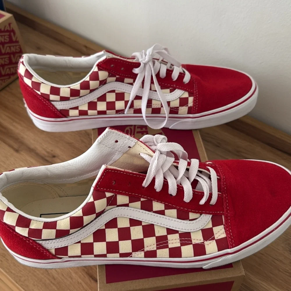 Old Skool Red Checker Vans